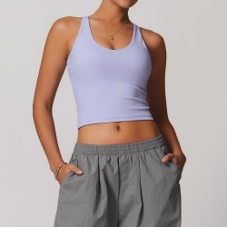 Women's Light Purple Racerback Sports Cami with Removable Pads