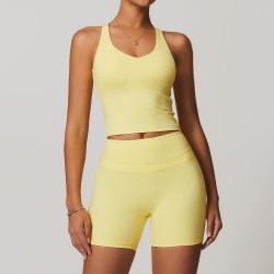 Women's Yellow High-Waist Match Workout Tank Top