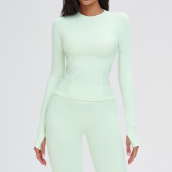 Women's Mint Green Seamless Yoga Long Sleeve for Daily & Training