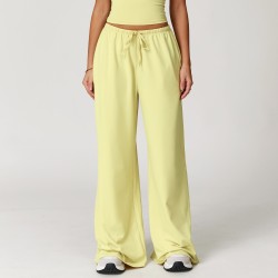 Women's Yellow Soft High Waist Casual Straight Leg Pants