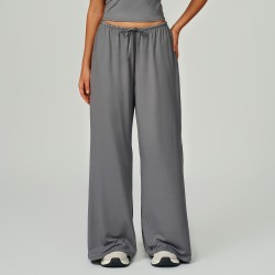 Women's Grey Breathable Elastic Waist Daily Trousers