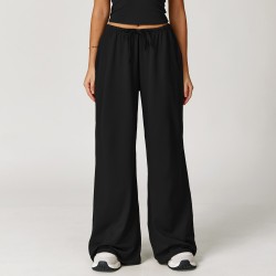 Women's Black Soft Comfy Daily Wide Leg Lounge Pants